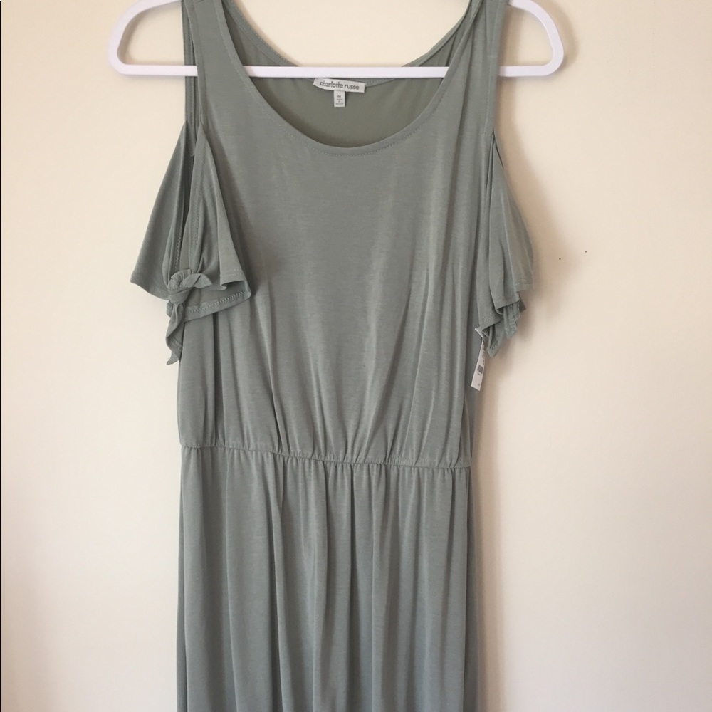 Cold Shoulder Olive Casual Dress